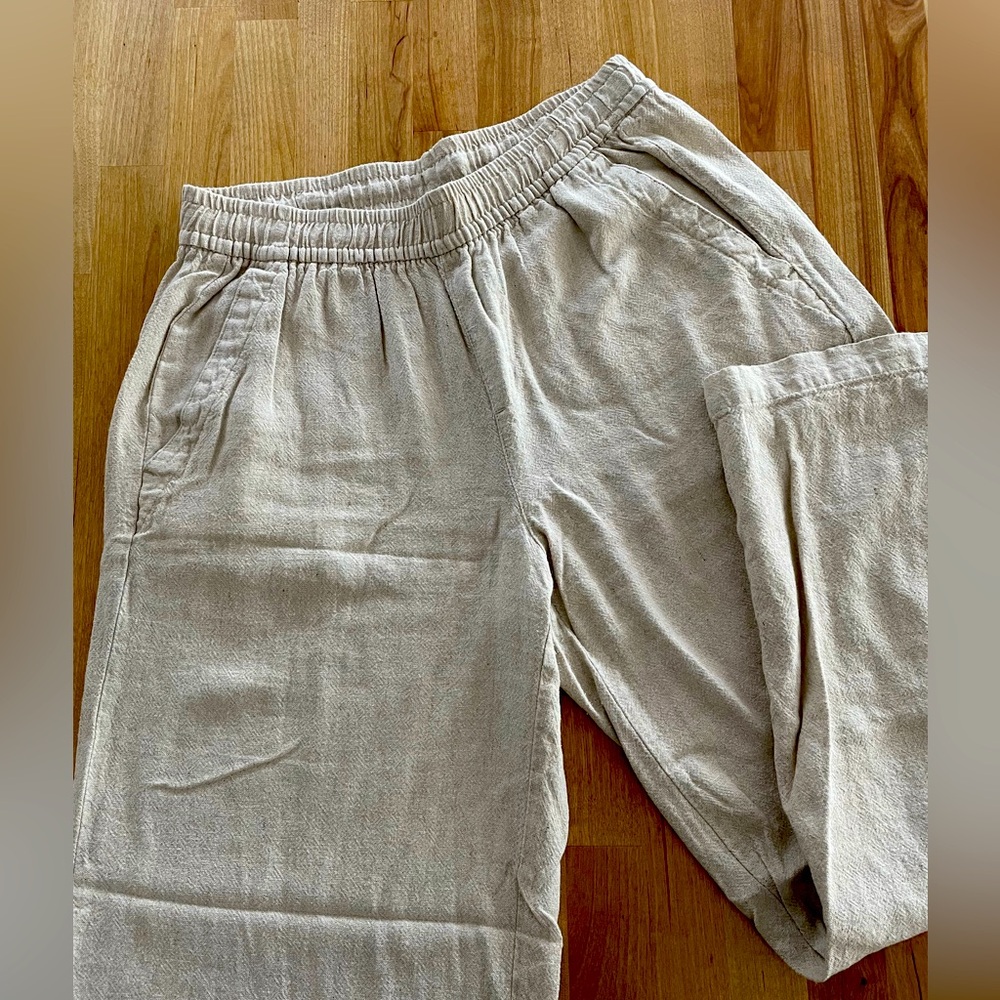 Linen Blend Wide Leg Pants